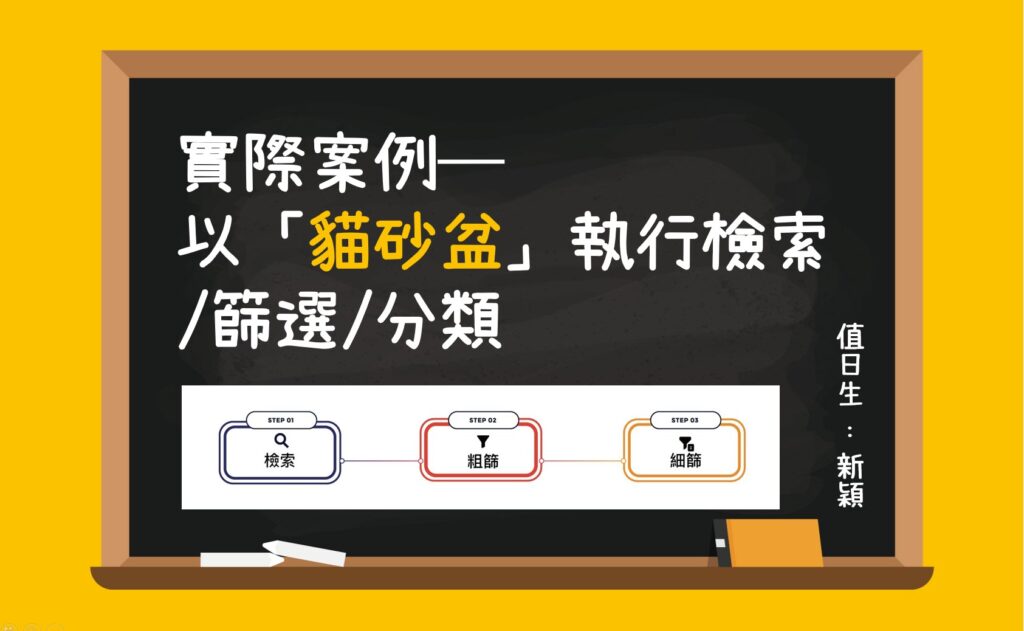 實際案例─以「貓砂盆」執行檢索/篩選/分類